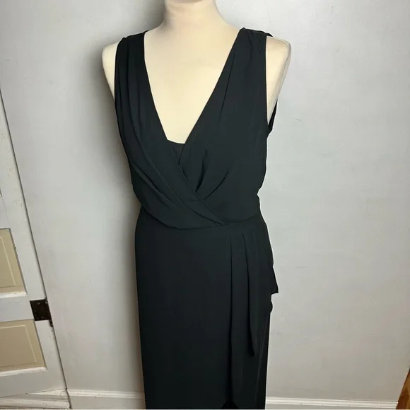 BCBG MaxAzria Faux Wrap Dress Women's Size Small Black Coquette Sexy LBD - Picture 10 of 10